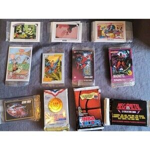 Lot of 25 Sealed Trading Cards Disney, DC, Marvel, Star Trek, USA, NBA, Metal